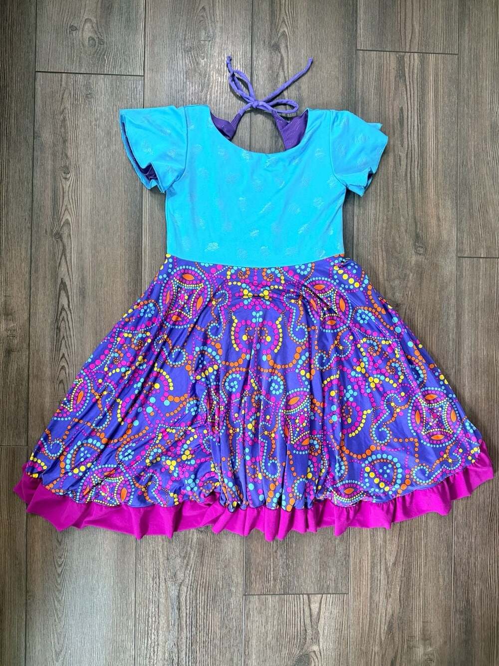 Twirlygirl Dress Size 7 Reversible Blue Purple Paisley Skater Dress